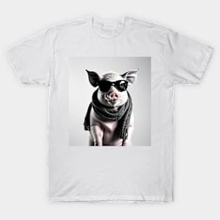 Pig Wearing Scarf  - Funny T-Shirt